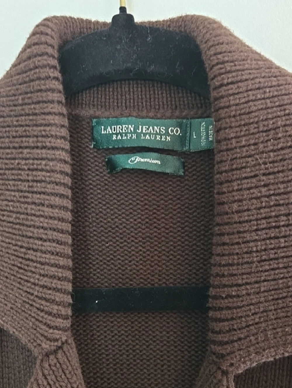 Ralph Lauren Dark Brown Double-Breasted Knit Sweater - Picture 3 of 8